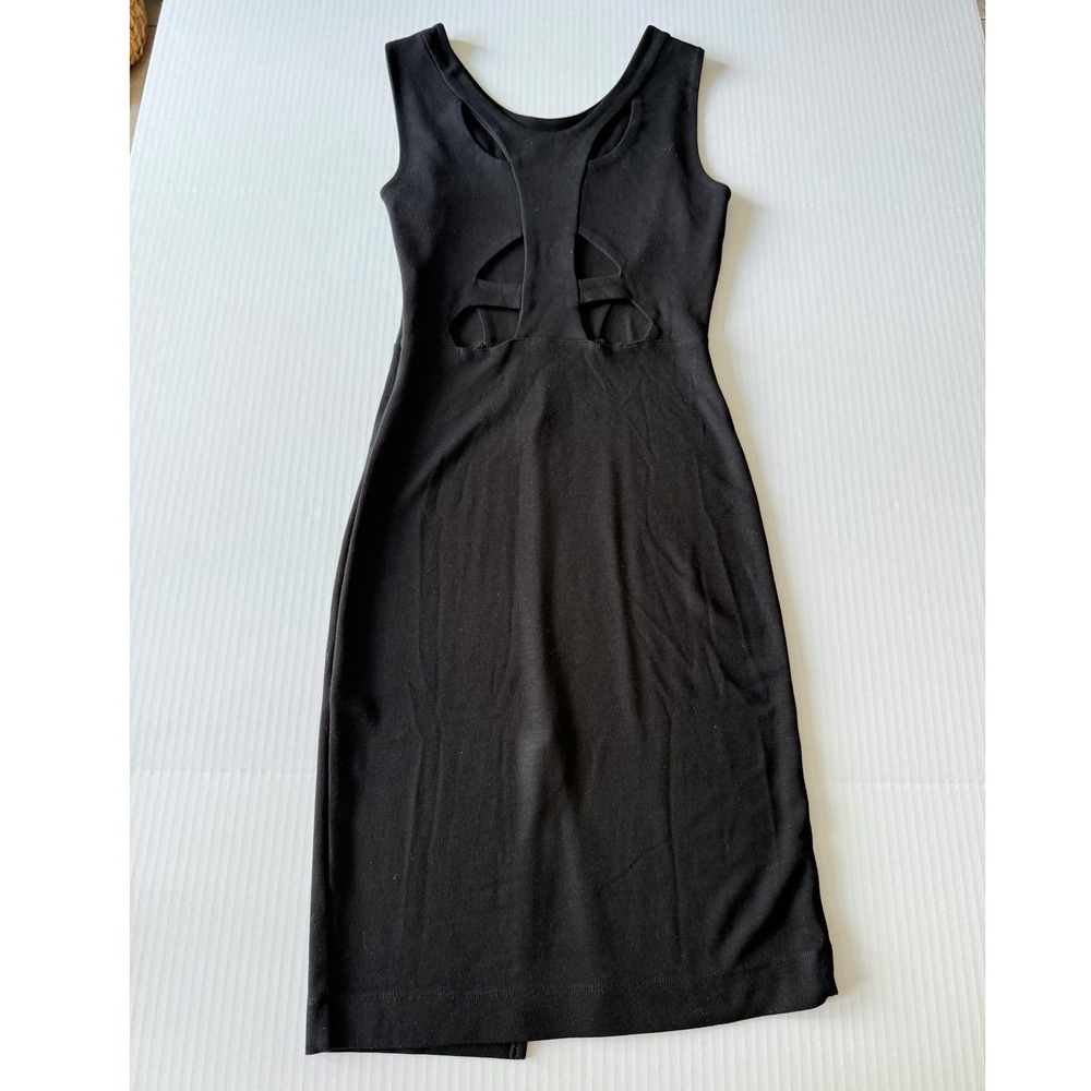Unbranded Black Cutout Back Midi Dress Women Size S Sleeveless Strappy Slit